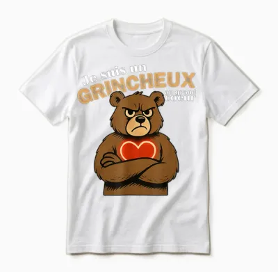 Grumpy Man Big Heart Funny Gift Dad Railer Bear Unisex T-Shirt - White