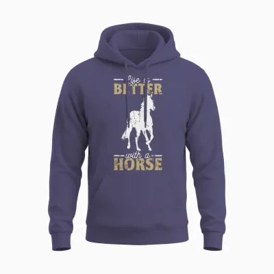 Life Is Better with a Horse - Horse Riding Unisex Hoodie - Heather Sport Dark Navy