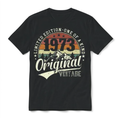 Vintage 1973 Limited Edition Gift Unisex T-Shirt - Black