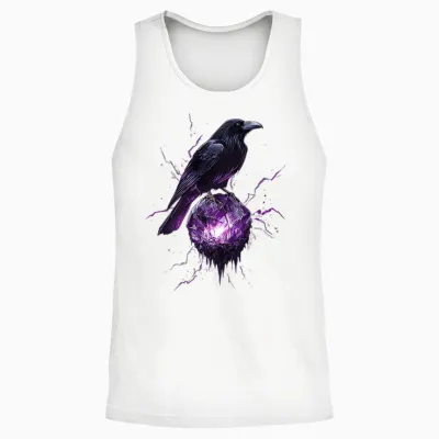 Mystischer Rabe Mit Lila Kristall Unisex Tank Top - White