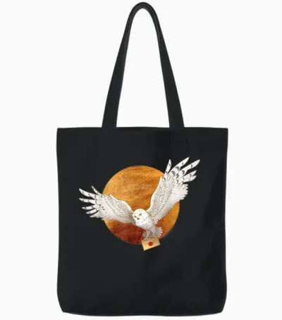 Harry Potter Hedwig Moon T-Shirt, Black Tote Bags - Black
