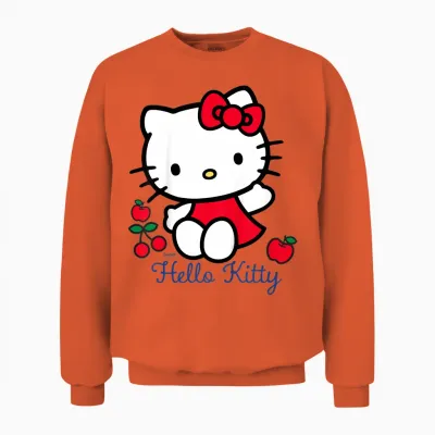 Hello Kitty Cherry Bow Sweet Cute Friends Xoxo Pose Classic Unisex Sweatshirt - Orange