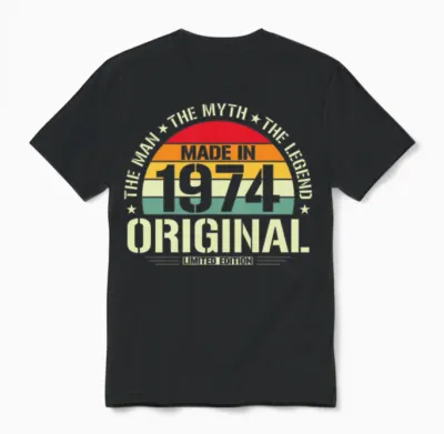 Legend '74 Birthday Gift Unisex T-Shirt - Black