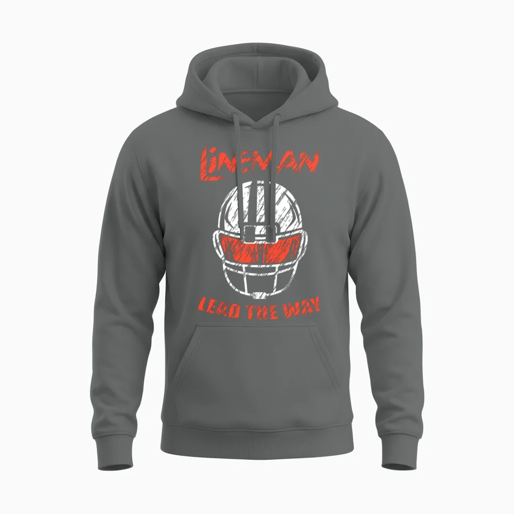Linemen Lead the Way Lineman and Athlete Gift Unisex Hoodie in Graphite Heather