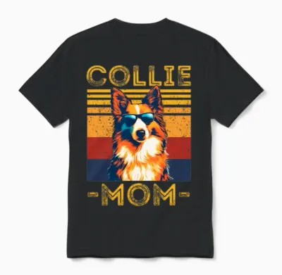 Collie Mom Retro Unisex T-Shirt - Black