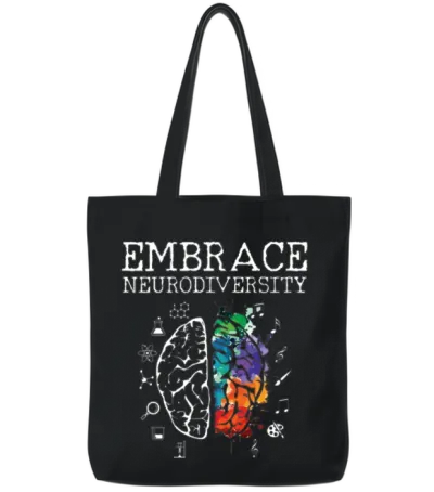 Embrace Neurodiversity - Asd Adhd Autism Awareness Tote Bags - Black