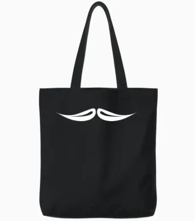 Funny English Mustache Tote Bags - Black
