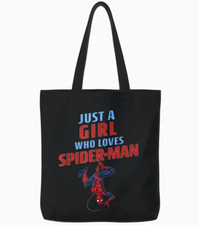 Marvel Spider-Man Classic Just a Girl Who Loves Spider-Man Tote Bags - Black