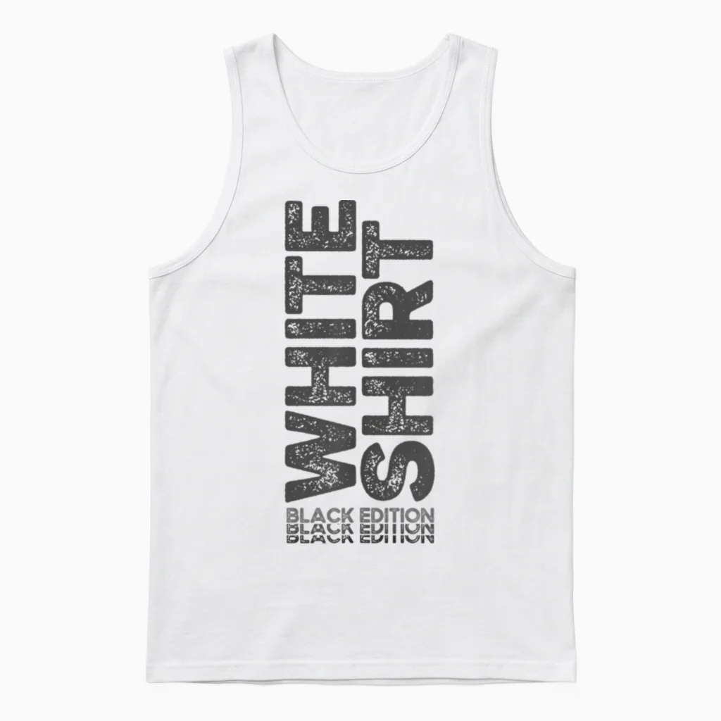 White Shirt Black Edition White Shirt Black Edition Unisex Tank Top in White