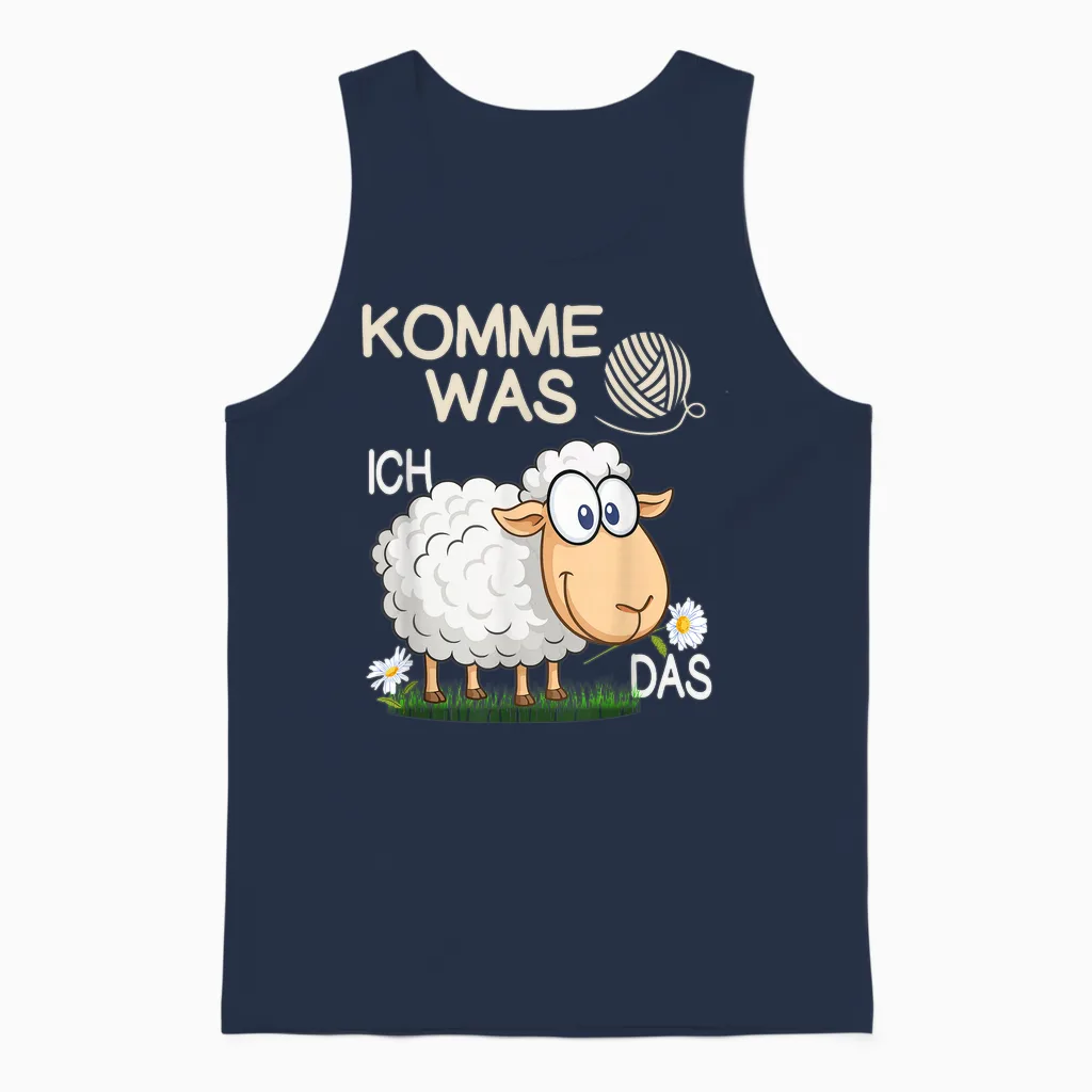 Komme Was Wolle Ich Schaf Das Lustiges Schaf Unisex Tank Top in Navy