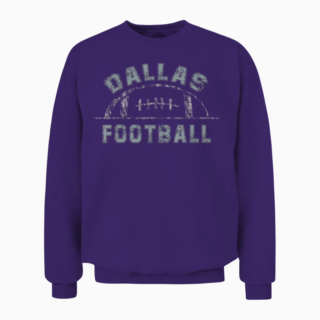 Dallas Football | End Zone Game Day Distressed Vintage Unisex Sweatshirt in Purple