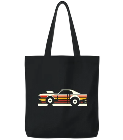 Vintage Speed Stripe Car Tote Bags - Black
