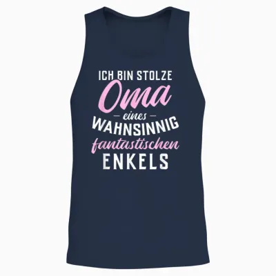 T-Shirt with German Text "ich Bin Stolze Oma Einer Wahnsinnig Fantastischen Grandkel" Unisex Tank Top - Navy