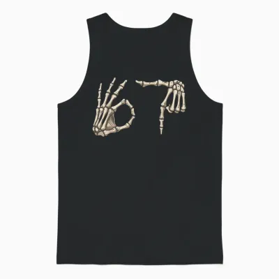 Six Seven 6 7 Meme 67 Skeleton Hand Halloween Costume Unisex Tank Top - Black