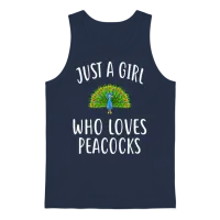 Just a Girl Who Loves Peacocks Funny Peacock Unisex Tank Top - Navy – 1