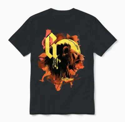 Harry Potter Gryffindor Lion Unisex T-Shirt - Black