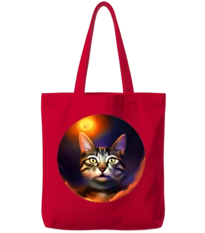 Funny Catstronaut Tote Bags - Red