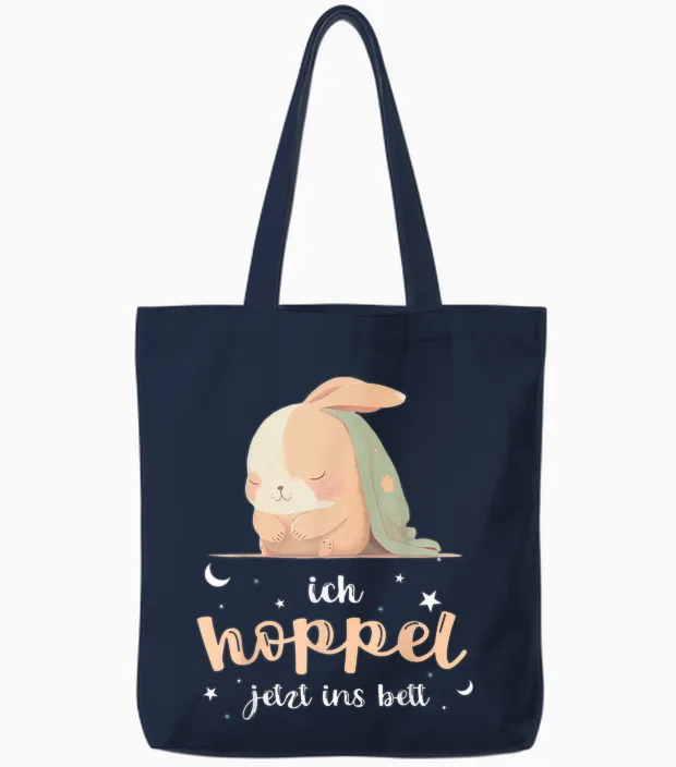 Hase Official Sleep Shirt Ich Hoppel Jetzt Ins Bett T-Shirt, Black Tote Bags in Navy