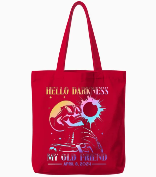 Skull Moon Hello Darkness Retro Design Tote Bags - Red