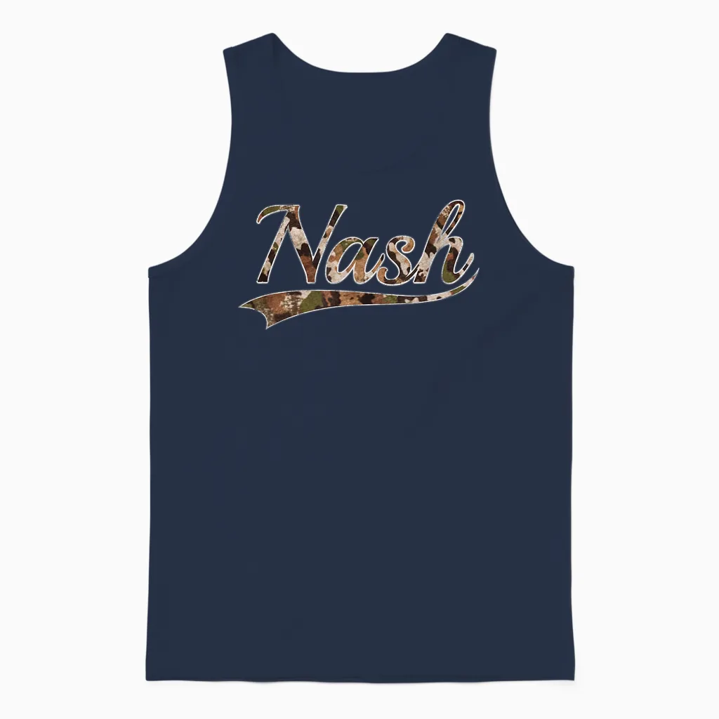 Nash Nashville Camouflage Vintage Inspired Distressed Camo Unisex Tank Top in Navy