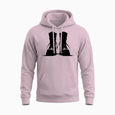 Combat Boots, Hiking Boots Unisex Hoodie - Light Pink