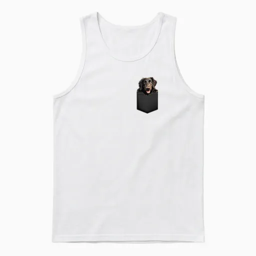 Pet Lover Dog Puppy Flat Coated Retriever in Pocket Unisex Tank Top - White