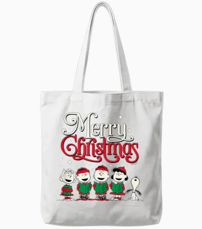 Peanuts - Snoopy Charlie Linus Sally Merry Christmas Choir Tote Bags - White