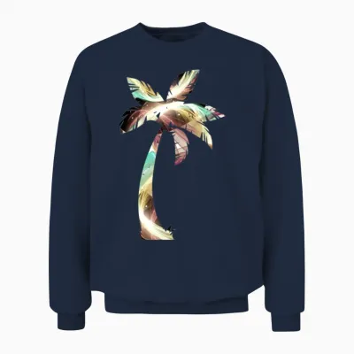 Retro Palm Tree Summertime Unisex Sweatshirt - Navy