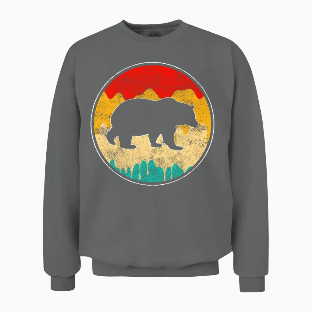Bear Retro Wildlife Unisex Sweatshirt in Graphite Heather