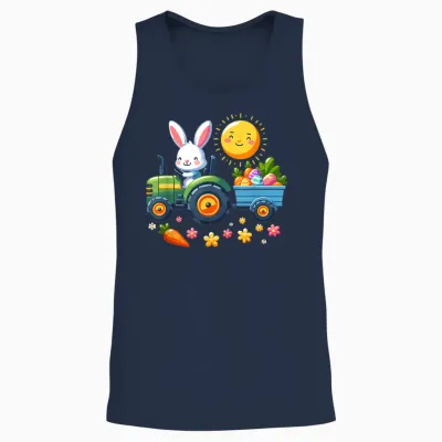 Easter Tractor Boys Easter Nest Farmer Easter Bunny T-Shirt, Black Unisex Tank Top - Navy