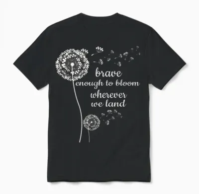 Brave Enough to Bloom Military Kids Month of Military Child T-Shirt Small Unisex T-Shirt - Black