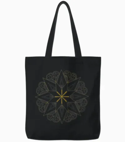 Star Design Tote Bags - Black