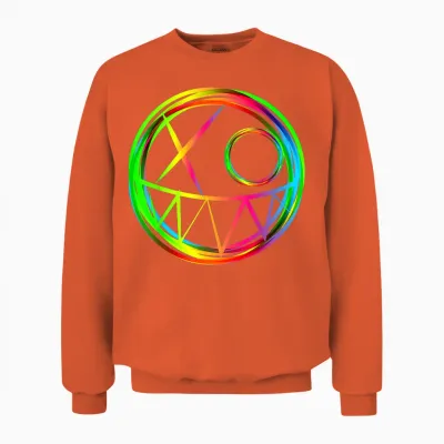 Edm Music Festival Electro Rave Face Techno T-Shirt, Black, S Unisex Sweatshirt - Orange