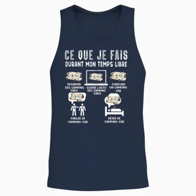 Amoureux De Camping Car Souvenir Retraite Homme Femme Humour T-Shirt Haut De Gamme Unisex Tank Top - Navy