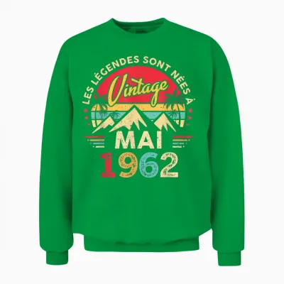 Vintage Mai 1962 Cadeau Anniversaire 64 Ans Hommes Femmes Unisex Sweatshirt - Irish Green