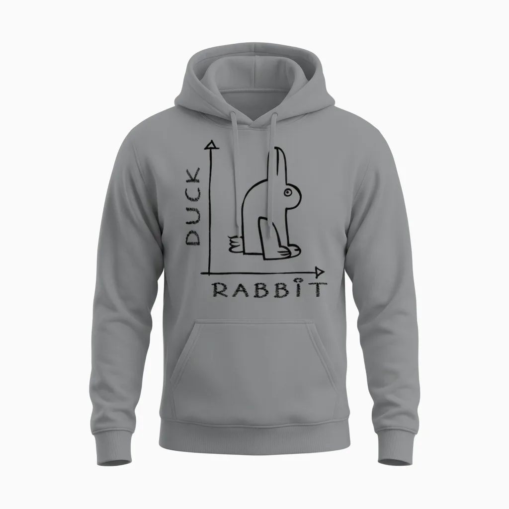 Rabbit Duck Funny Optical Illusion Unisex Hoodie in Sport Grey