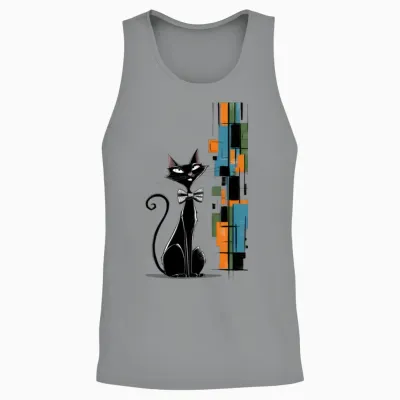 Retro Chic Cat Unisex Tank Top - Sport Grey