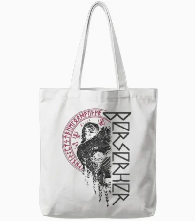 Berserker Bear Warrior Odin Runes Nordic Compass Viking T-Shirt, Black Tote Bags - White