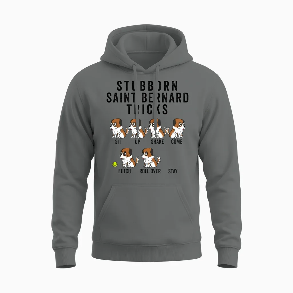 Stubborn Saint Bernard Tricks Unisex Hoodie in Graphite Heather