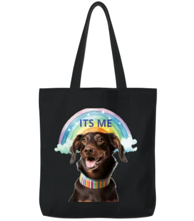 Happy Dog Tote Bags - Black
