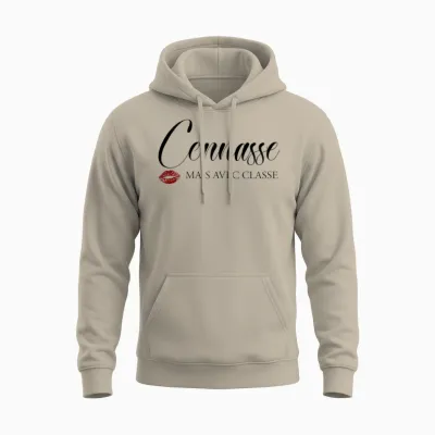 Connasse but with Class Beautiful Gift Sister Friend Girlfriend T-Shirt, Black, S Unisex Hoodie - Sand