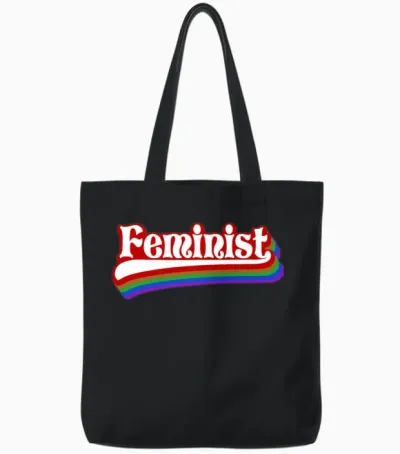 Feminist Vintage Retro Tote Bags - Black