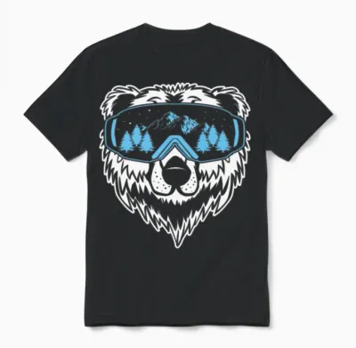 Funny Ski Bear, Ski Mask Funny Ski, Ski, Skiing Unisex T-Shirt - Black