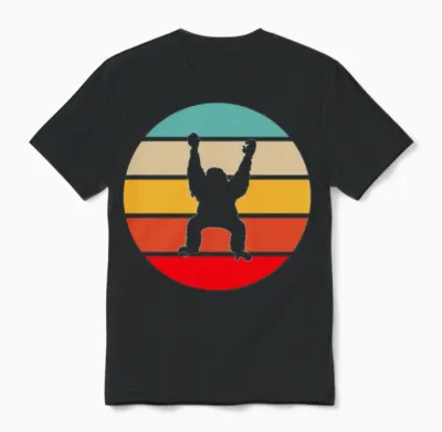 Orangutan Retro Unisex T-Shirt - Black