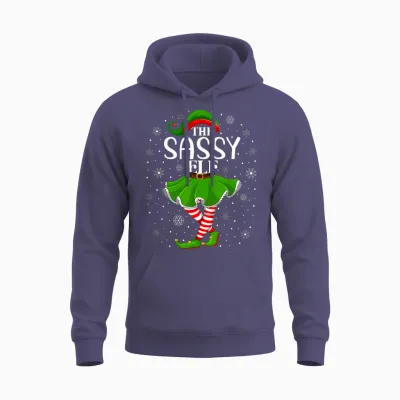 The Sassy Elf Christmas Family Mom Women Girls Xmas Party Unisex Hoodie - Heather Sport Dark Navy