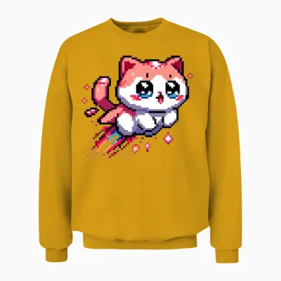 8bit Retro Kitten Unisex Sweatshirt - Gold