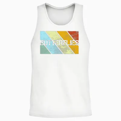 Butterfly Retro Unisex Tank Top - White