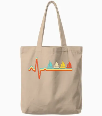 Sailing Retro Heartbeat Tote Bags - Natural