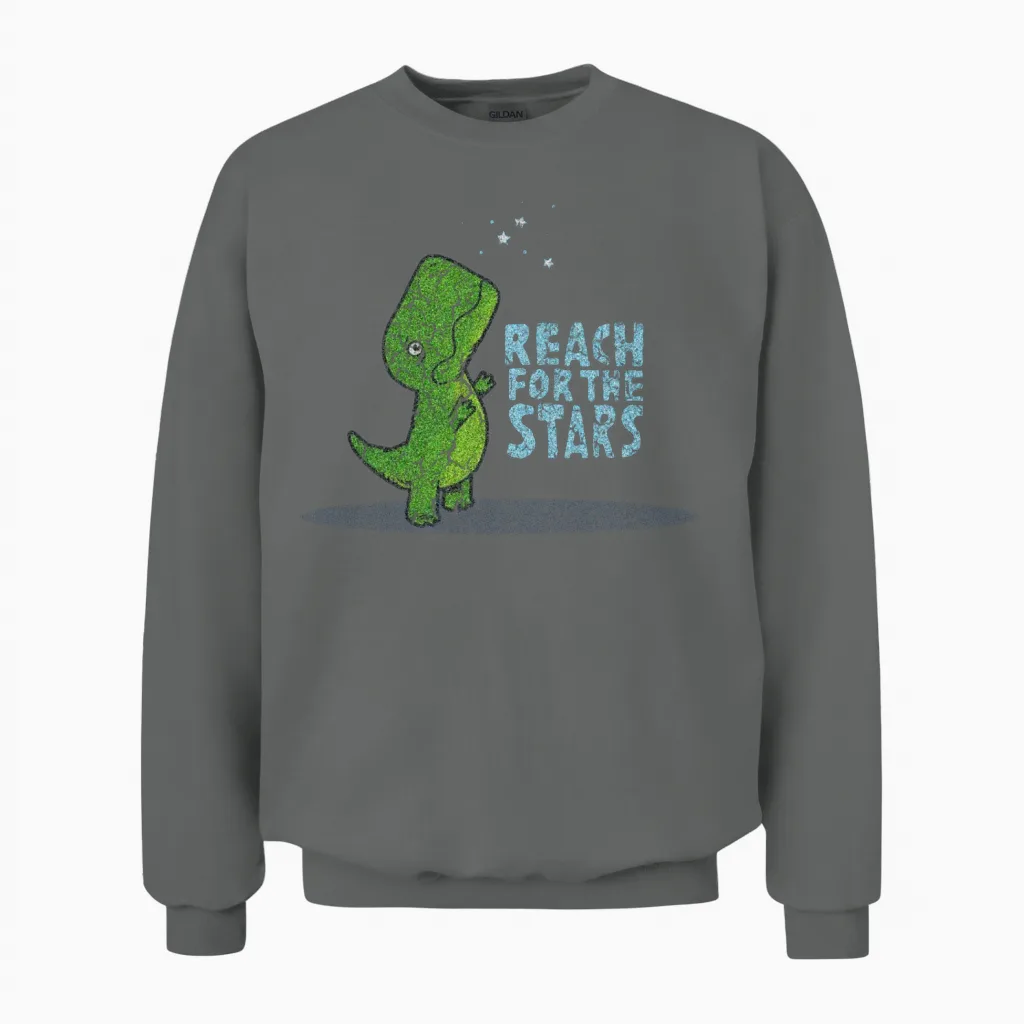 Reach for the Stars Dino Unisex Sweatshirt in Graphite Heather