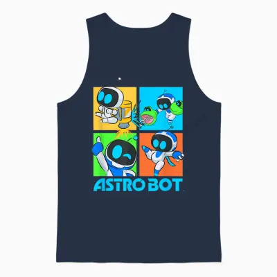 Astro Bot Rescue Mission Fighting Pose Video Game Unisex Tank Top - Navy